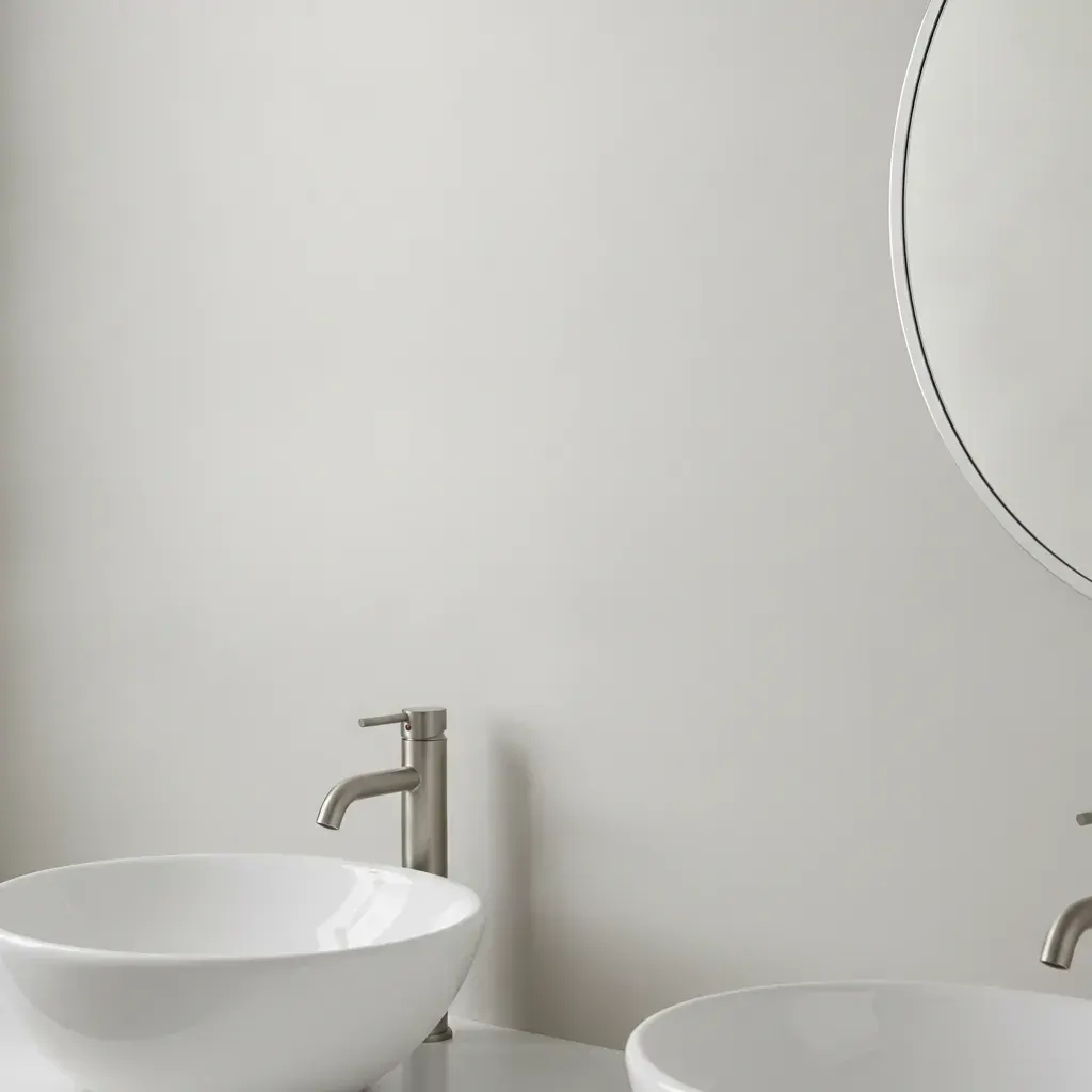 Mur de salle de bain fraîchement peint avec une finition satinée