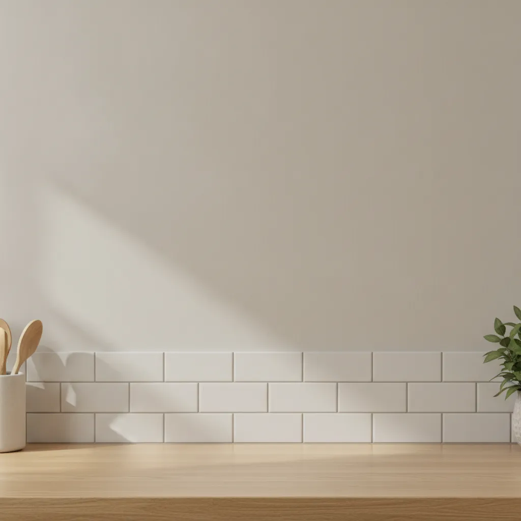 Mur de cuisine fraîchement peint et plan de travail